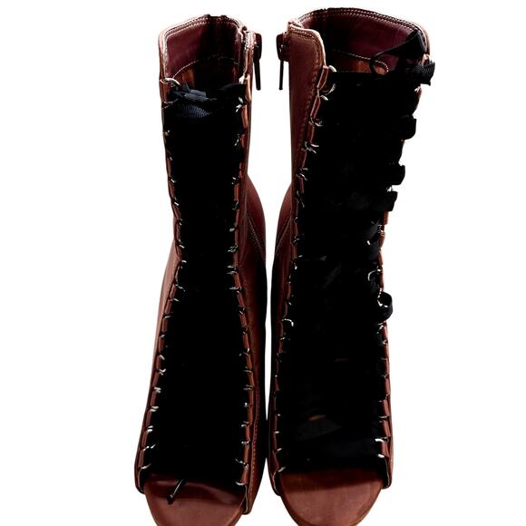 Steve Madden 7.5 Stilettos Women's Pink Ankle Boots Lace Up Shoes - Picture 2 of 7